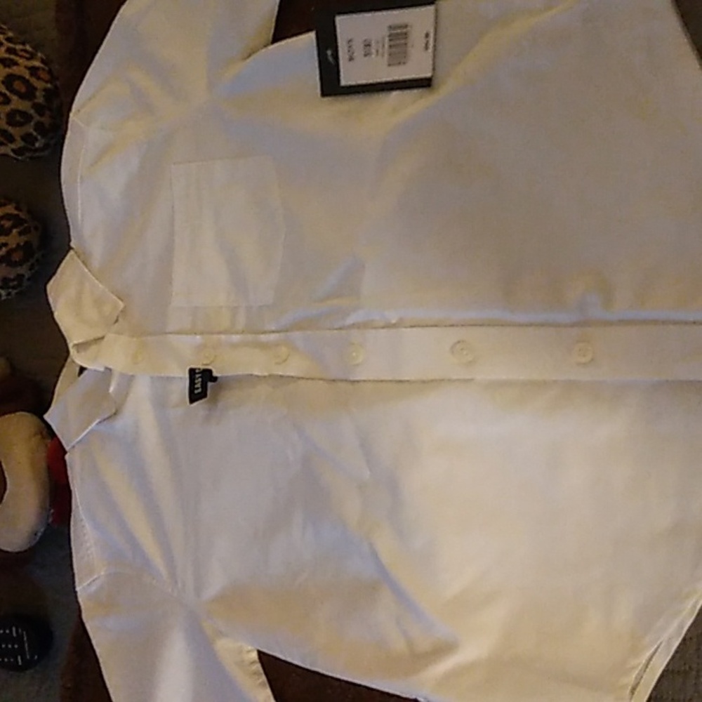 crown&ivy size 8 long sleeve white collar shirt